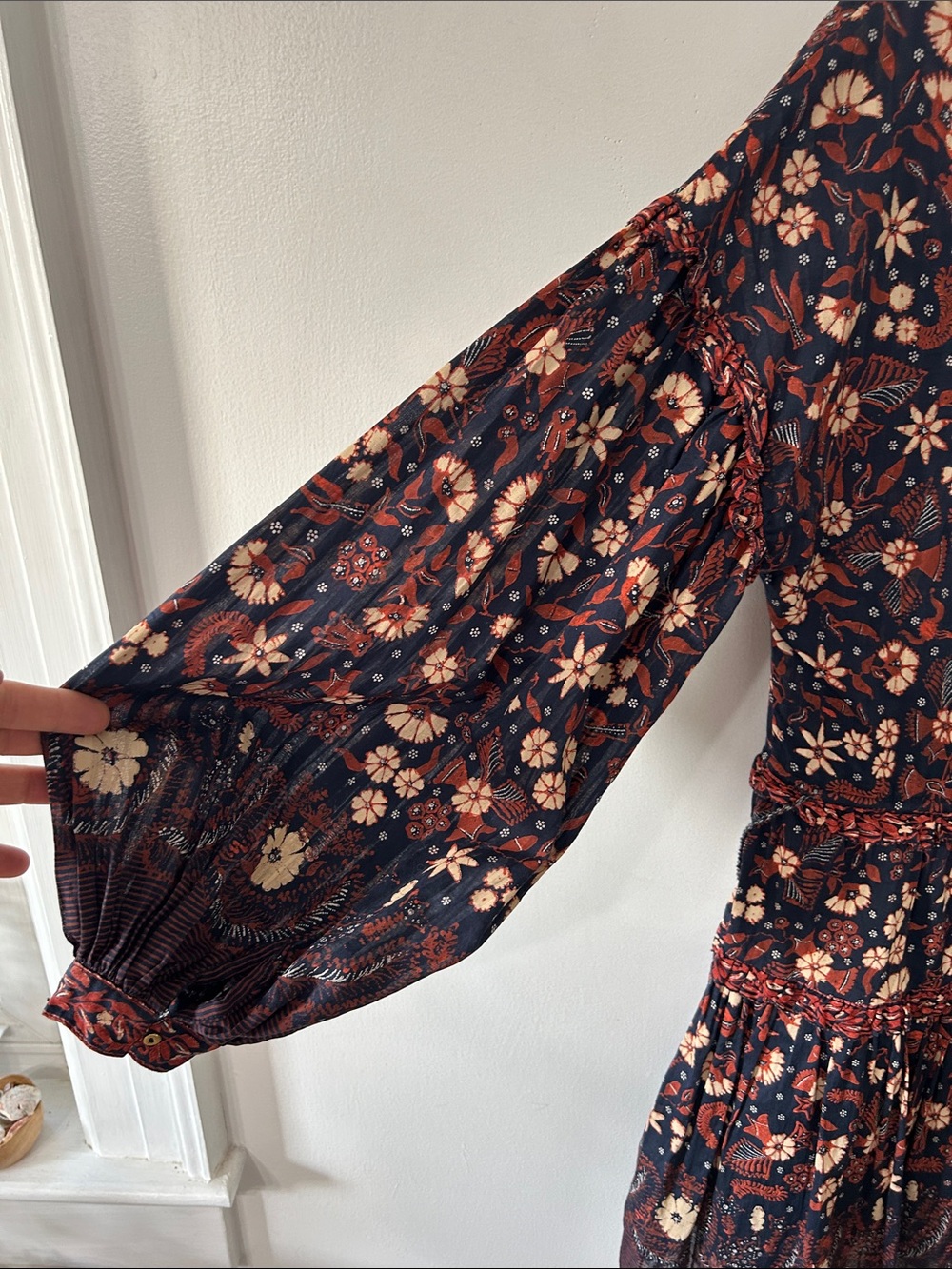 Ulla Johnson Marigold Dress Floral Mini Bohemian Tassel Tiered Babydoll Size 4 - Picture 9 of 16